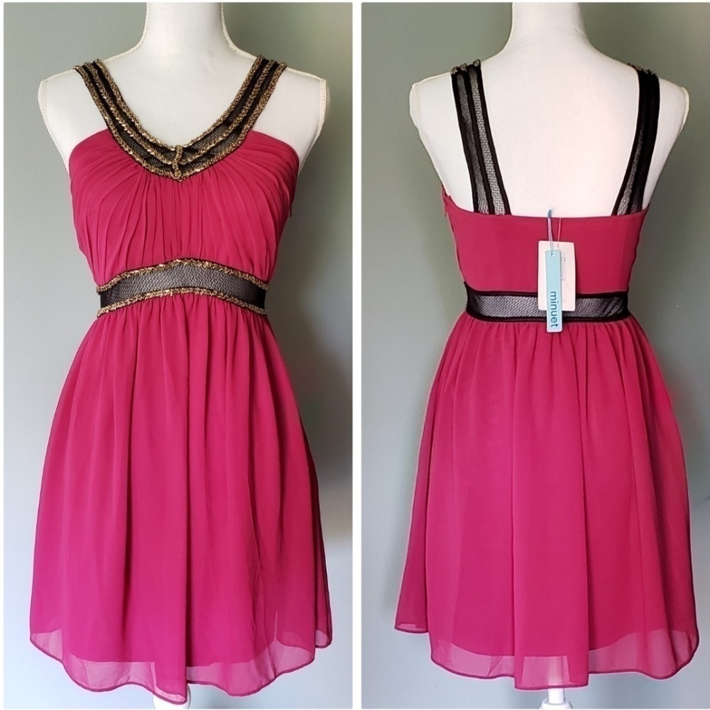 Minuet  V-Neck  Mesh Dress